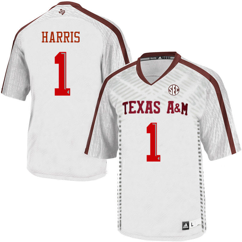 Men #1 DeVante Harris Texas A&M Aggies College Football Jerseys-White